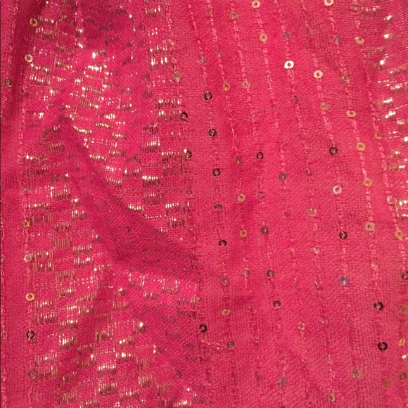 Scarf hot pink and silver with sequins - Picture 6 of 6
